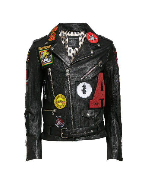 Patch Leather Biker Jacket