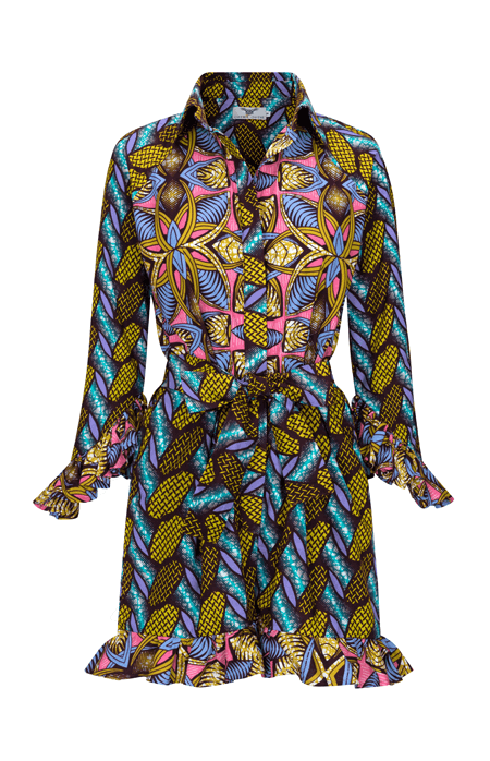 African Print clash Playsuit-Kelly