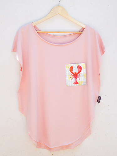 Womens Pink Tshirt with Lobster Pocket