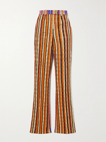 Striped Woven Straight-Leg Pants